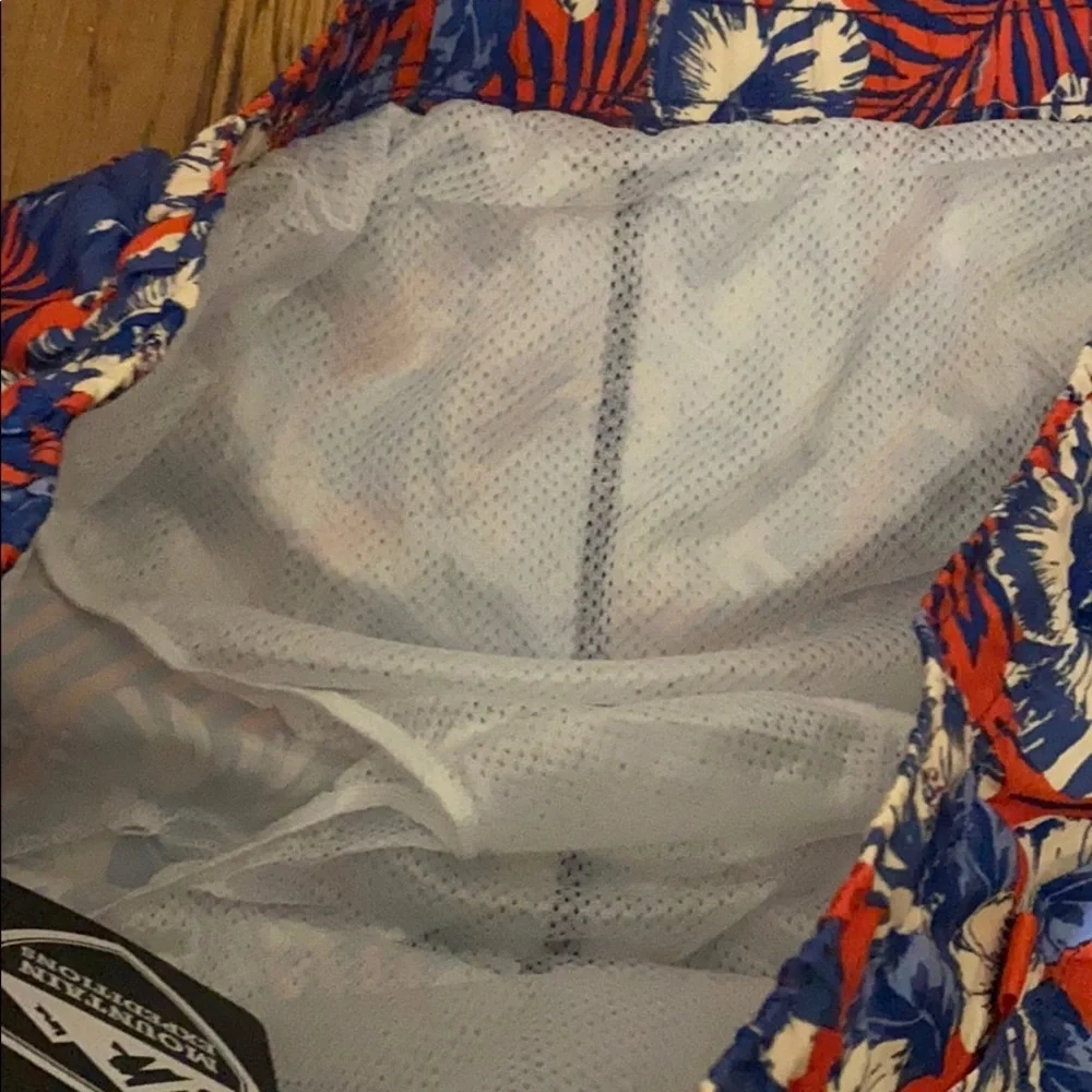 NWT mountain expedition orange floral swim shorts